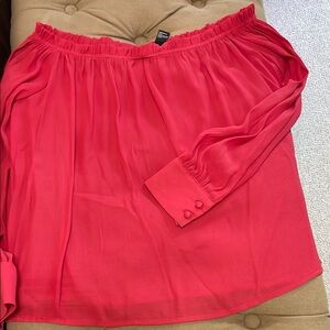Red Smocked Blouse for Cocktail Events